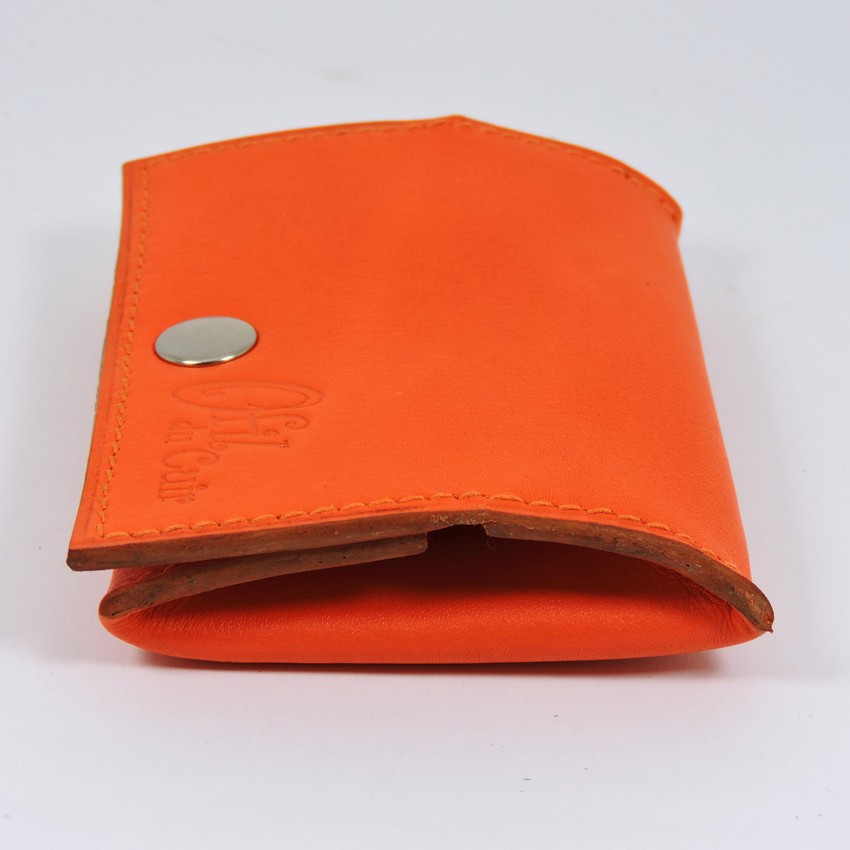 Porte-monnaie-cuir-ofilducuir-orange-lyon Porte monnaie cuir maroquinerie femme lyon orange maroquinerie