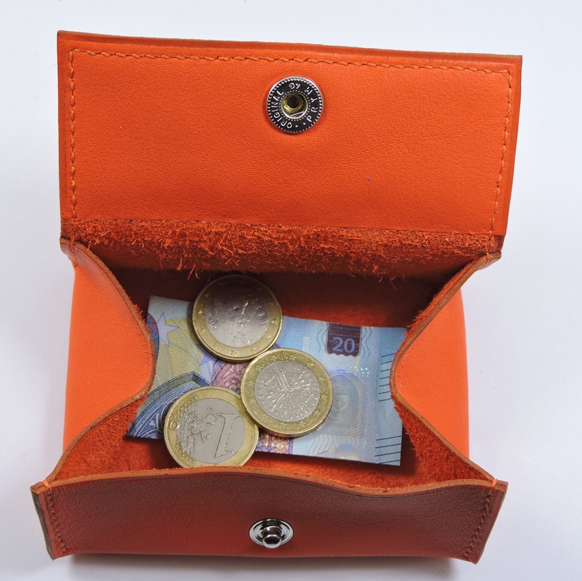 Porte-monnaie-cuir-ofilducuir-orange-maroquinerie Porte monnaie cuir maroquinerie femme lyon orange