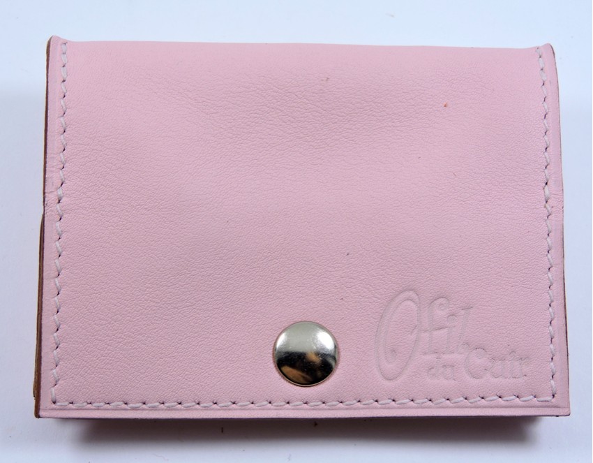 Porte-monnaie-cuir-ofilducuir-rôse-pâle Porte monnaie cuir maroquinerie femme lyon rose pâle maroquinerie