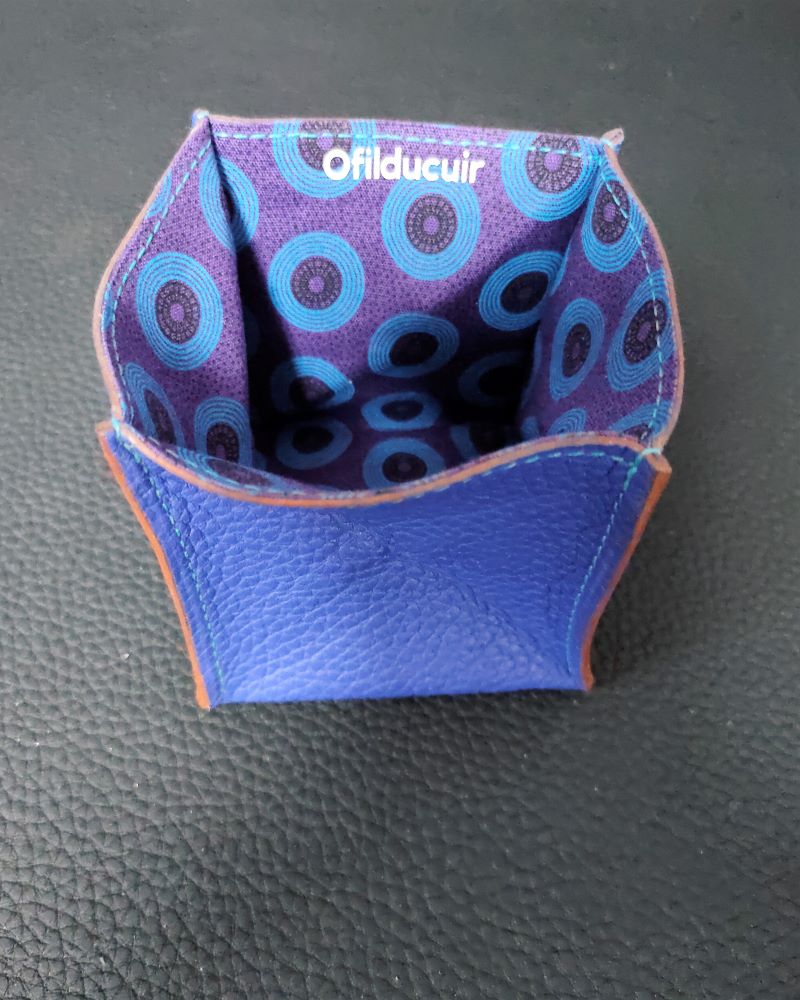 porte-monnaie-origami-cuir-bleu-lyon-ofilducuir-zoulou Porte monnaie origami en cuir bleu doublé tissu africain ofilducuir zoulou