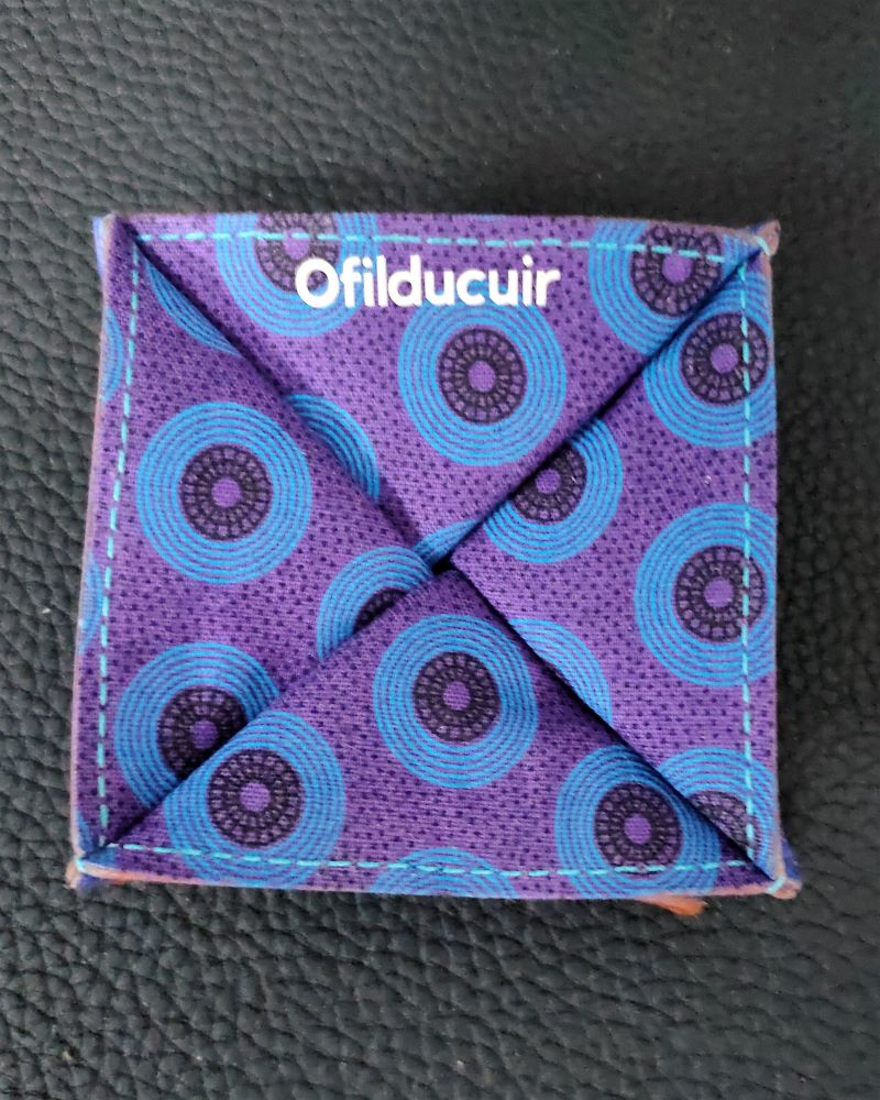 porte-monnaie-origami-cuir-bleu-lyon-ofilducuir Porte monnaie origami en cuir bleu doublé tissu africain violet ofilducuir zoulou