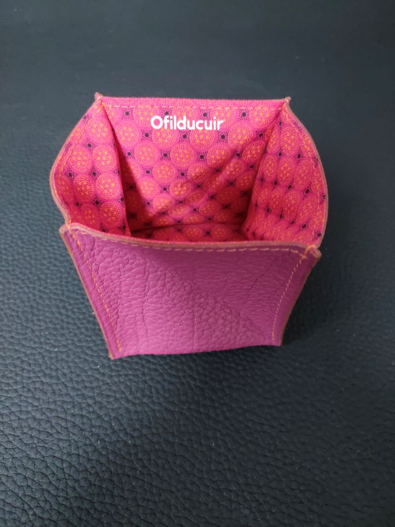 porte-monnaie-origami-cuir-rose-lyon-ofilducuir-zoulou Porte monnaie origami en cuir rose doublé tissu africain ofilducuir zoulou