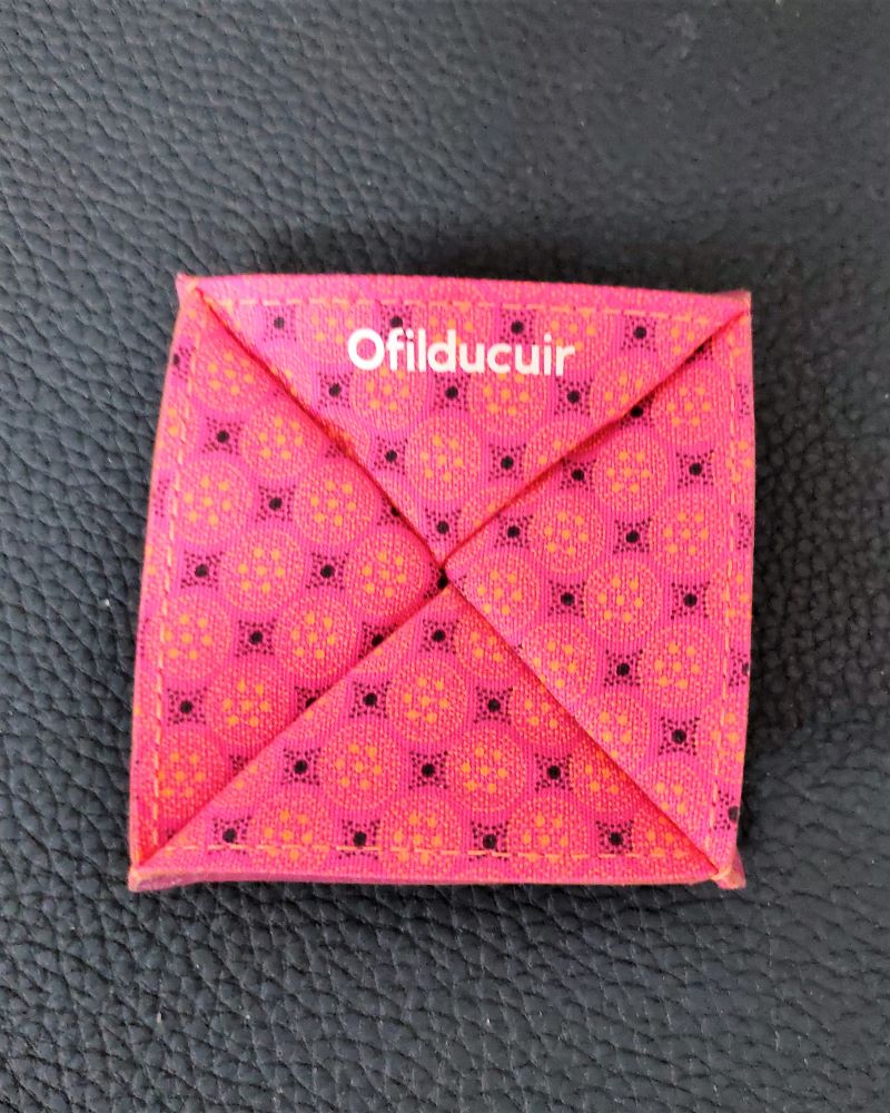 porte-monnaie-origami-cuir-rose-lyon-ofilducuir Porte monnaie origami en cuir rose doublé tissu rose africain ofilducuir zoulou
