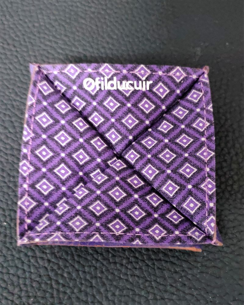 porte-monnaie-origami-cuir-violet-lyon-ofilducuir-zoulou Porte monnaie origami en cuir violet doublé tissu africain ofilducuir zoulou
