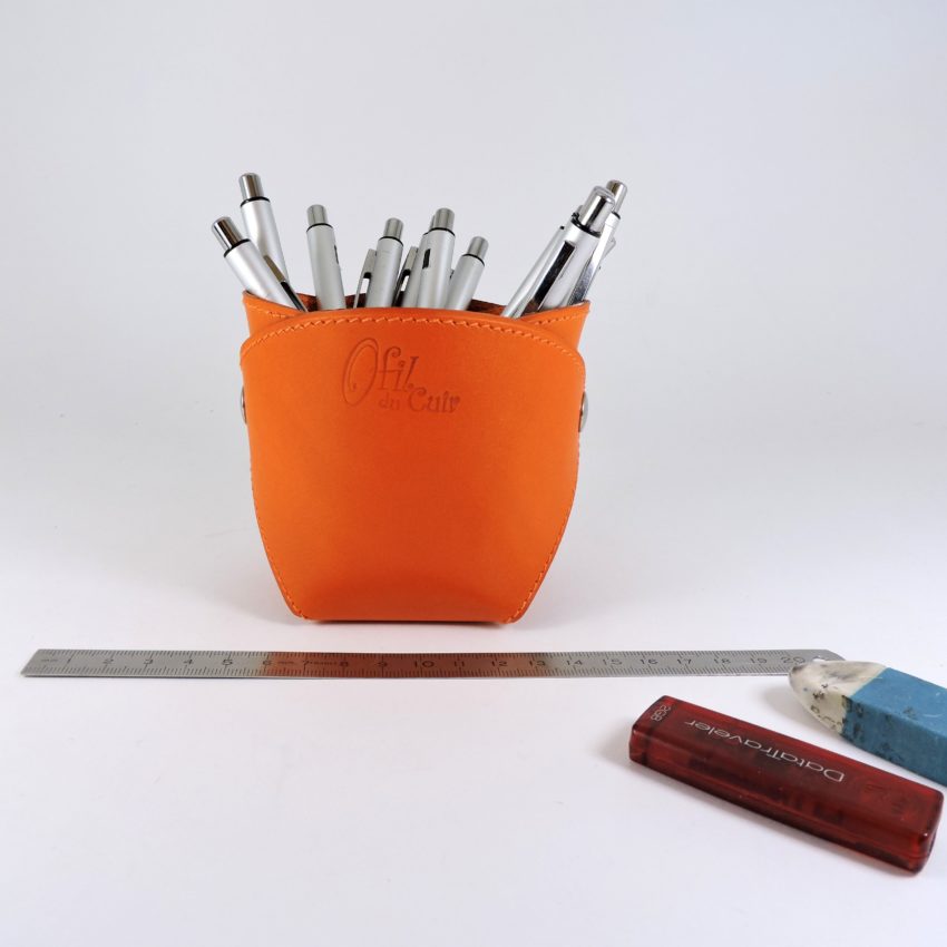 pot-crayon-cuir-ofilducuir-maroquinerie-lyon-orange pot-crayon-cuir-ofilducuir-maroquinerie-lyon-orange