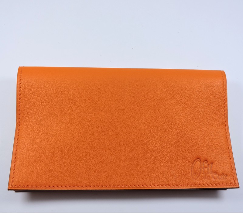 protège-chéquier-cuir-ofilducuir-maroquinerie-Lyon-orange Protège chéquier cuir accessoire maroquinerie Lyon cuir orange