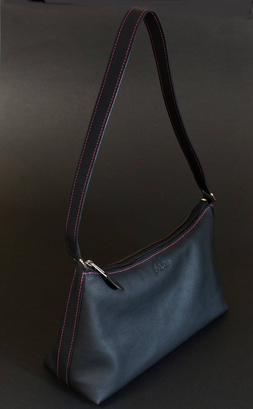 Sac main baguette cuir noir ofilducuir maroquinerie Lyon femme