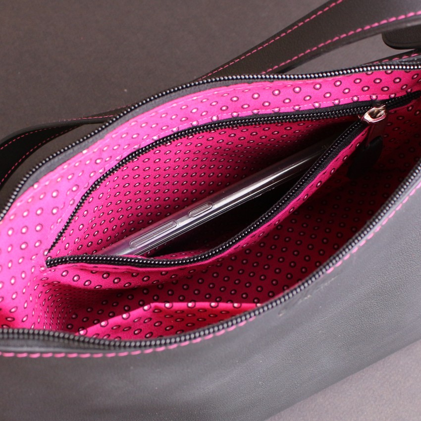 Sac main baguette cuir noir ofilducuir maroquinerie Lyon