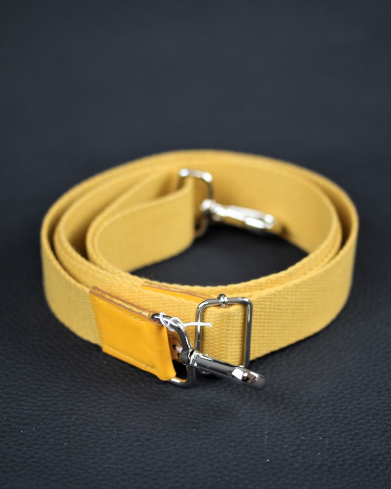 bandouliere-coton-jaune-amovible-pochette-sacoche-homme-ofilducuir Bandoulière amovible en coton avec mousquetons pour pochette homme en cuir